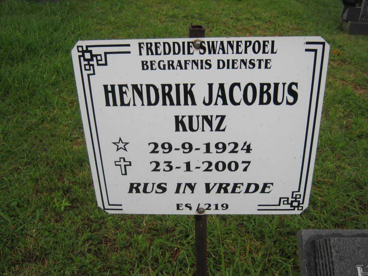 KUNZ Hendrik Jacobus 1924-2007