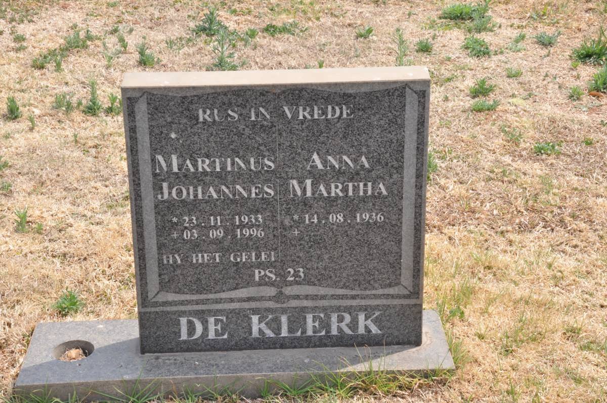 KLERK Martinus Johannes, de 1933-1996 &amp; Anna Martha 1936-