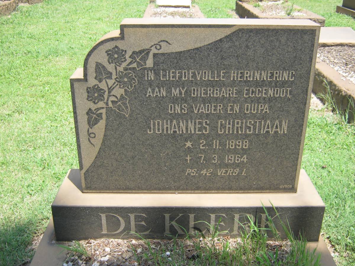 KLERK Johannes Christiaan, de 1898-1964