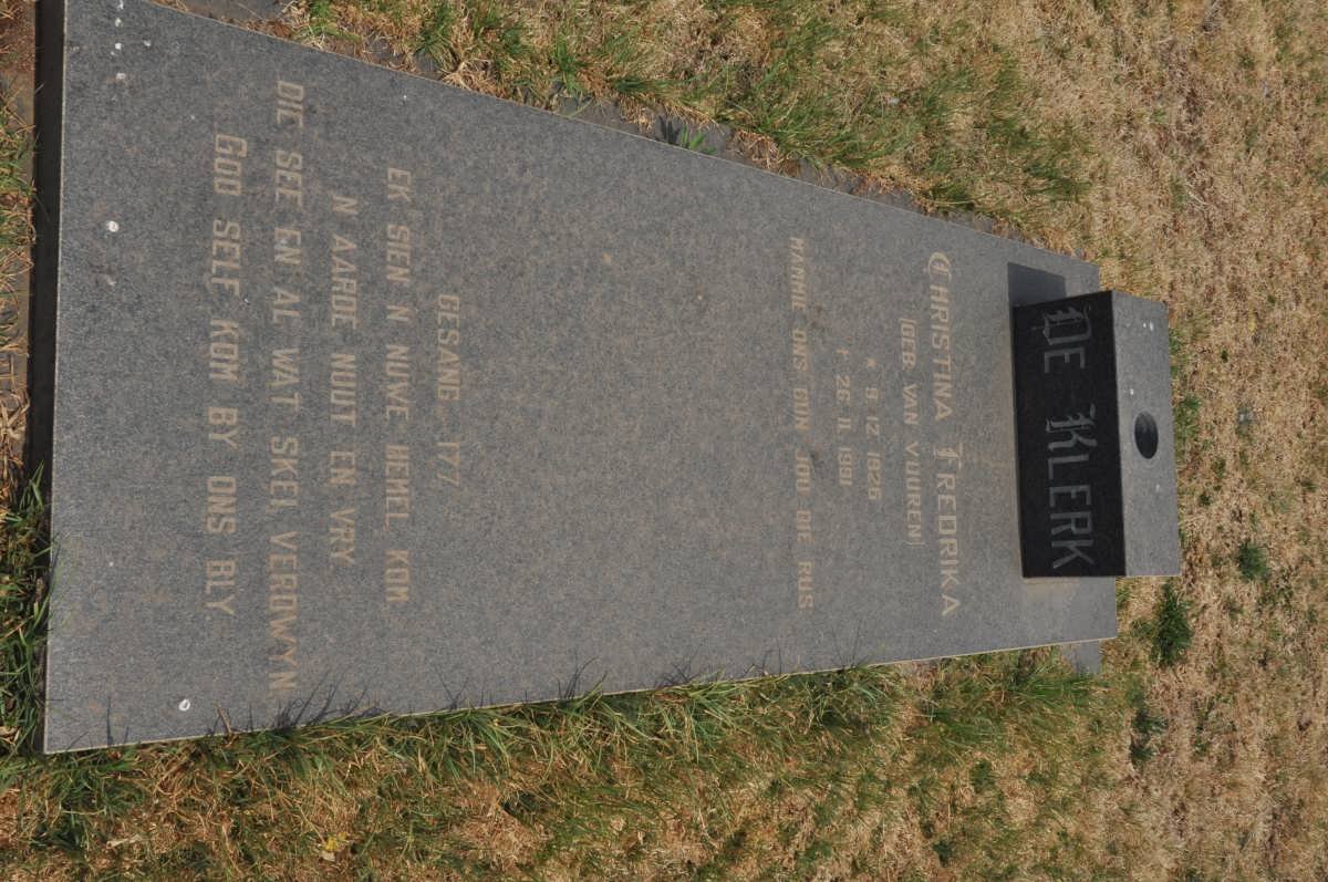KLERK Christina Fredrika, de nee VAN VUUREN 1926-1991