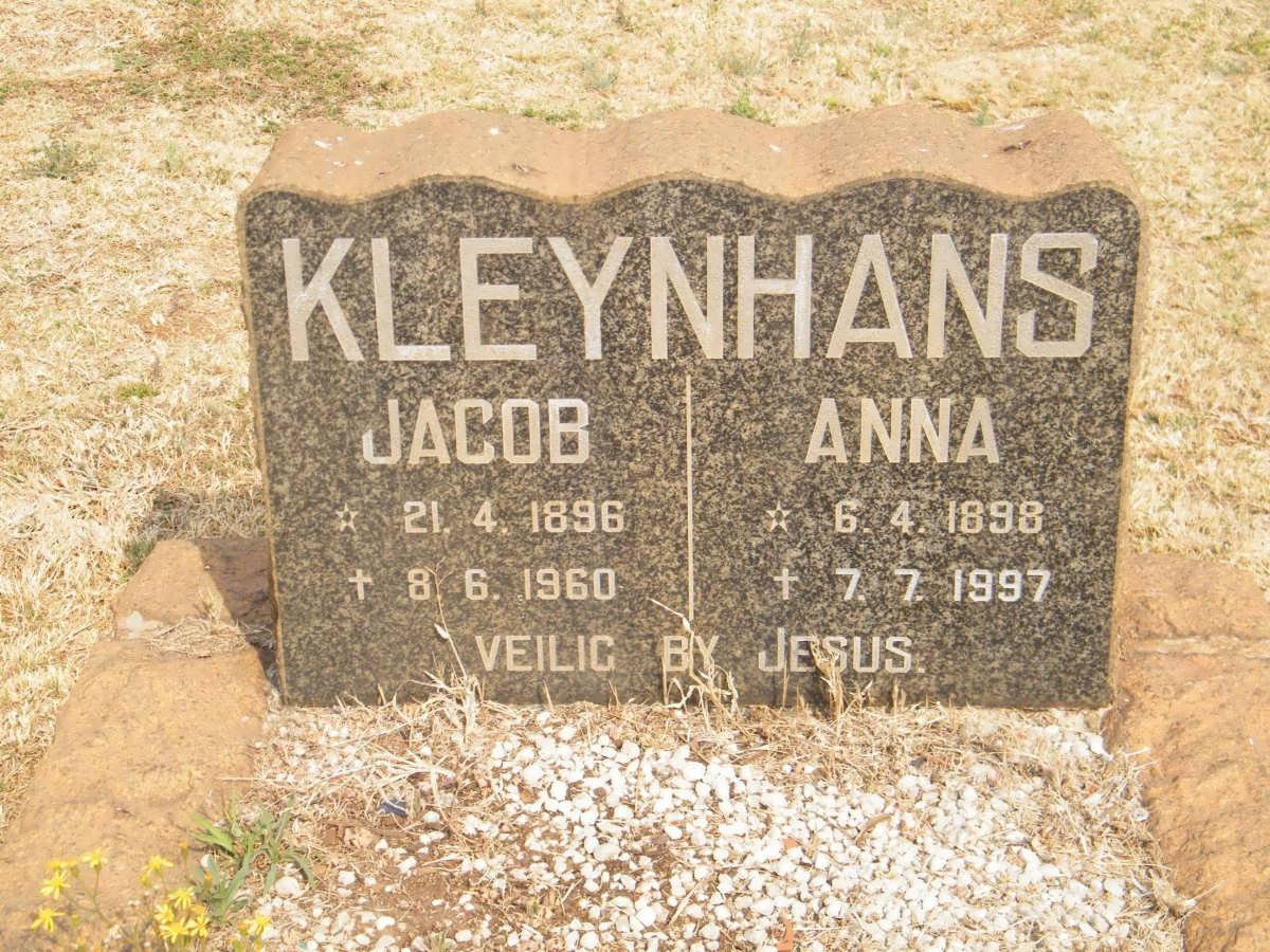 KLEYNHANS Jacob 1896-1960 &amp; Anna 1898-1997