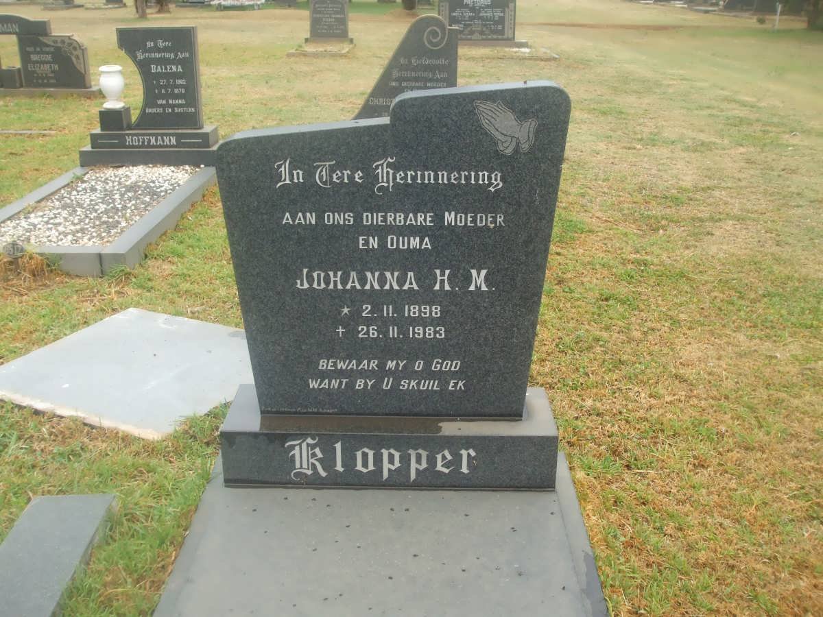 KLOPPER Johanna H.M. 1898-1983