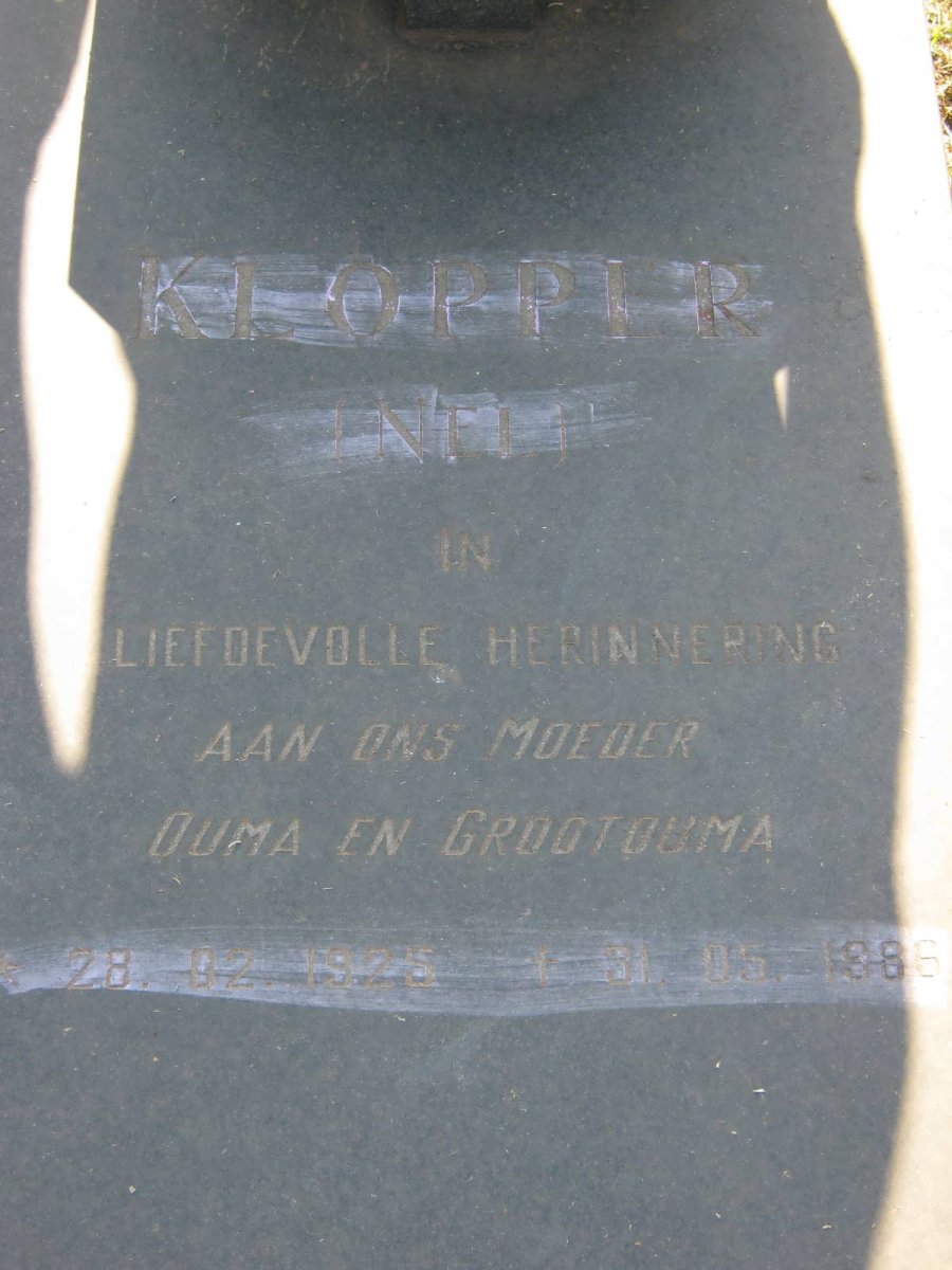 KLOPPER Susanna Magritha Alida nee NEL 1925-1986