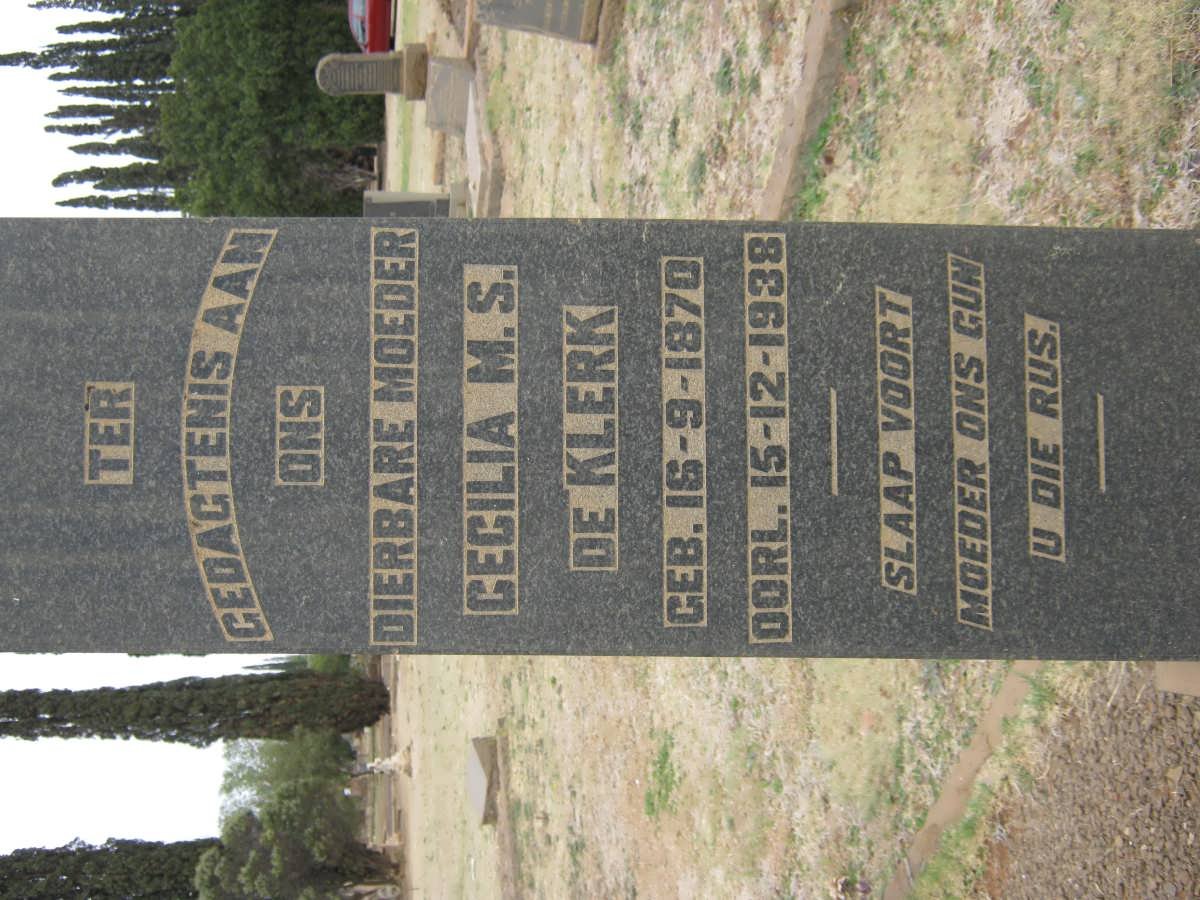 KLERK Cecilia M.S., de 1870-1938