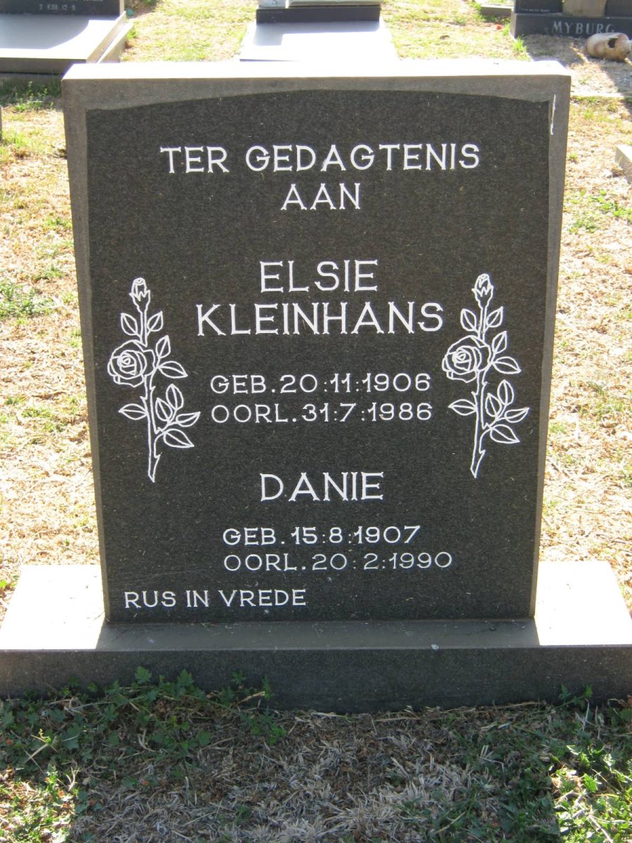 KLEINHANS Danie 1907-1990 &amp; Elsie 1906-1986
