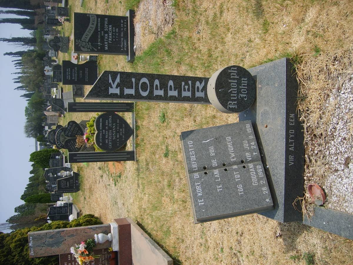 KLOPPER Rudolph John 1960-1991