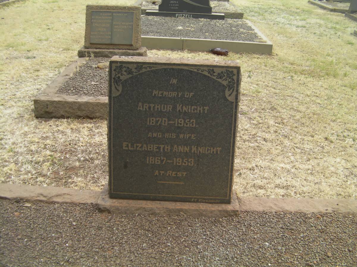 KNIGHT Arthur 1870-1953 &amp; Elizabeth Ann 1867-1953