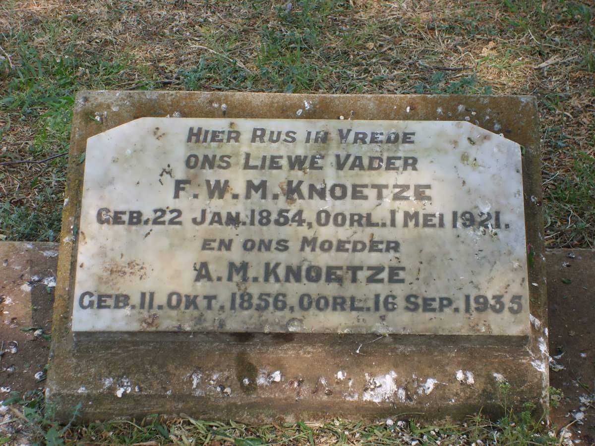KNOETZE F.W.M. 1854-1921 &amp; A.M. 1856-1935
