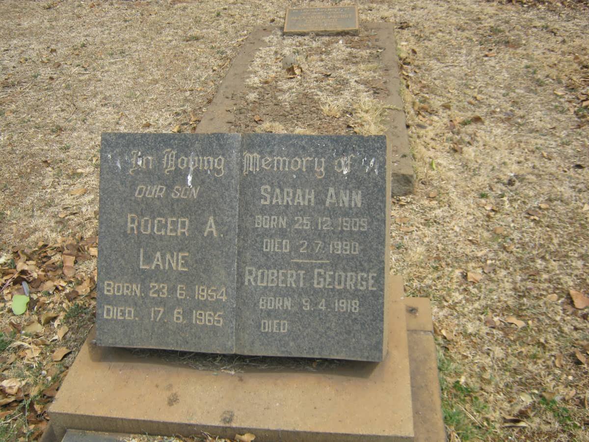 LANE Robert George 1918-  :: LANE Rodger A. 1954-1965 &amp; Sarah Ann 1909-1990 