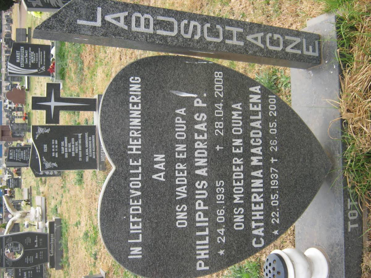 LABUSCHAGNE Phillippus Andreas P. 1935-2008 &amp; Catherina Magdalena 1937-2001
