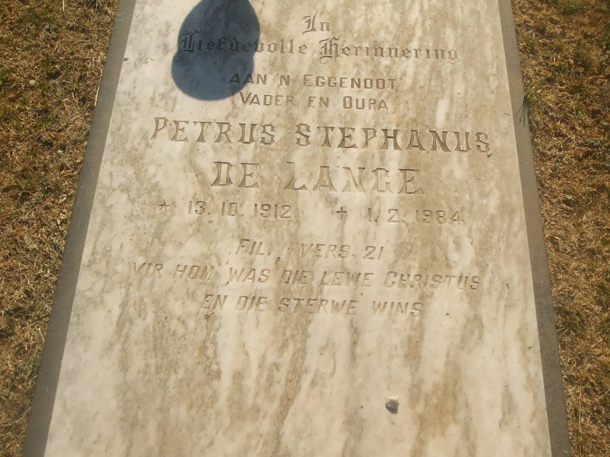 LANGE Petrus Stephanus, de 1912-1984