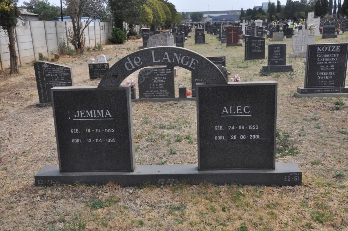 LANGE Alec, de 1923-2001 &amp; Jemima 1922-1995