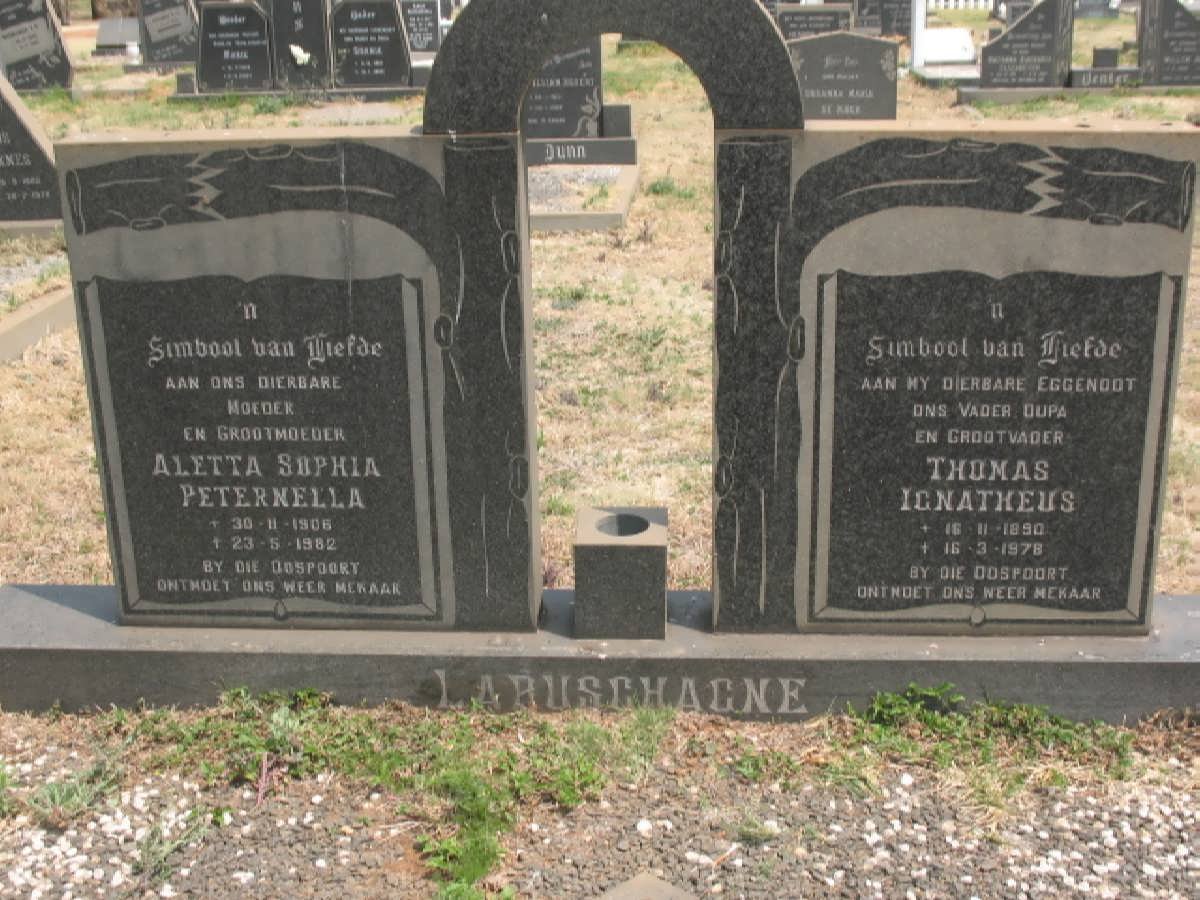 LABUSCHAGNE Thomas Ignatheus 1890-1978 &amp; Aletta Sophia Peternella 190?-1982