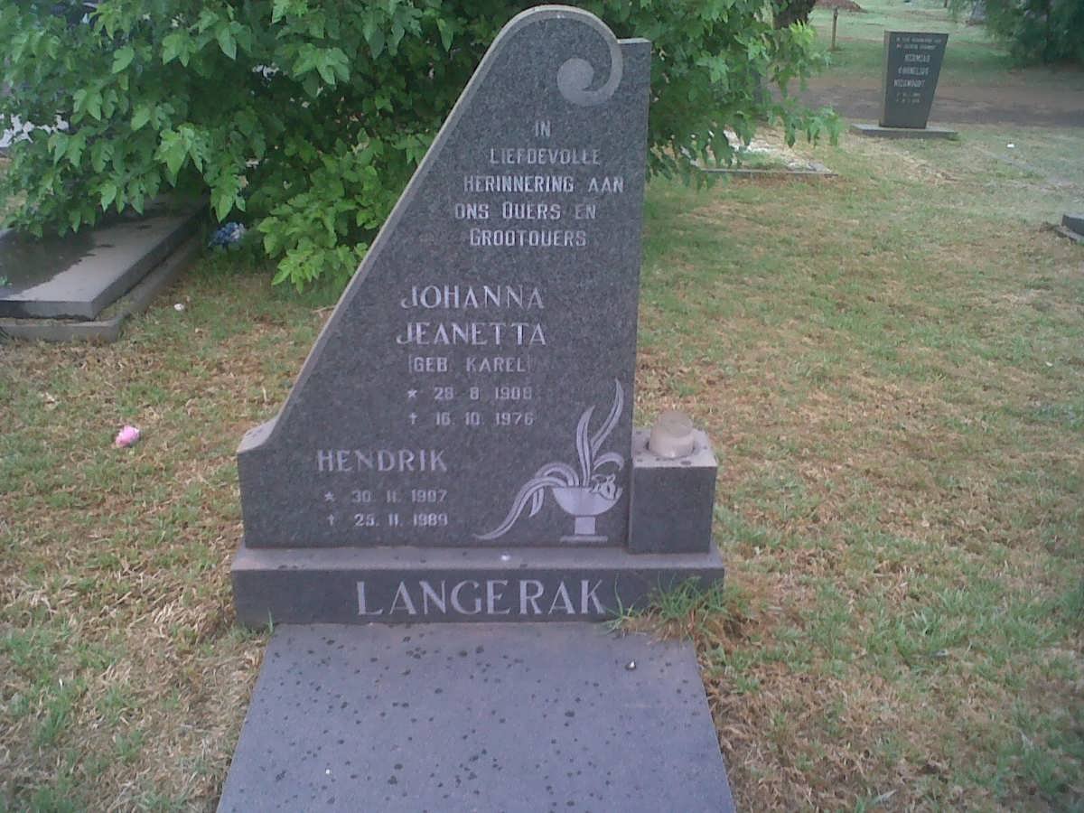 LANGERAK Hendrik 1907-1989 &amp; Johanna Jeanetta KAREL 1908-1976