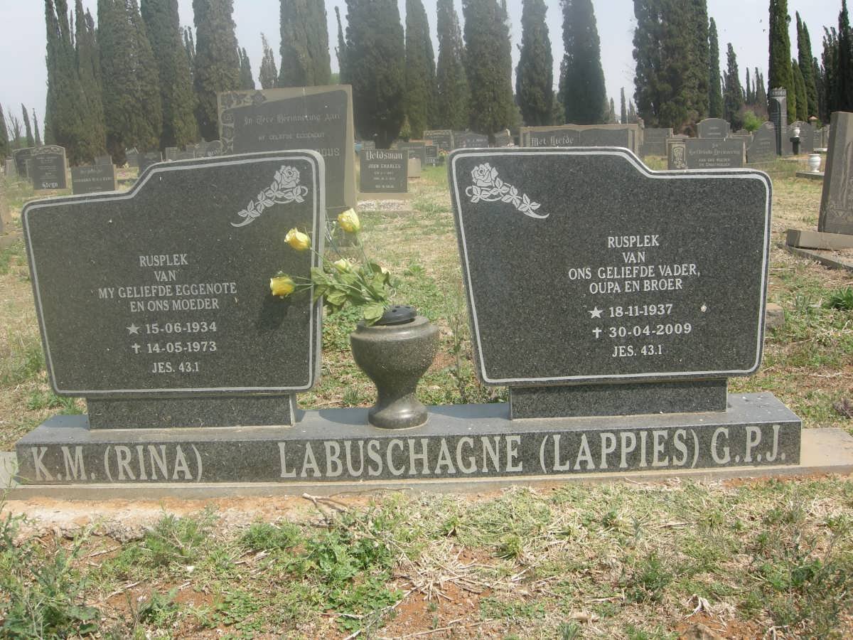 LABUSCHAGNE G.P.J. 1937-2009 &amp; K.M. 1934-1973