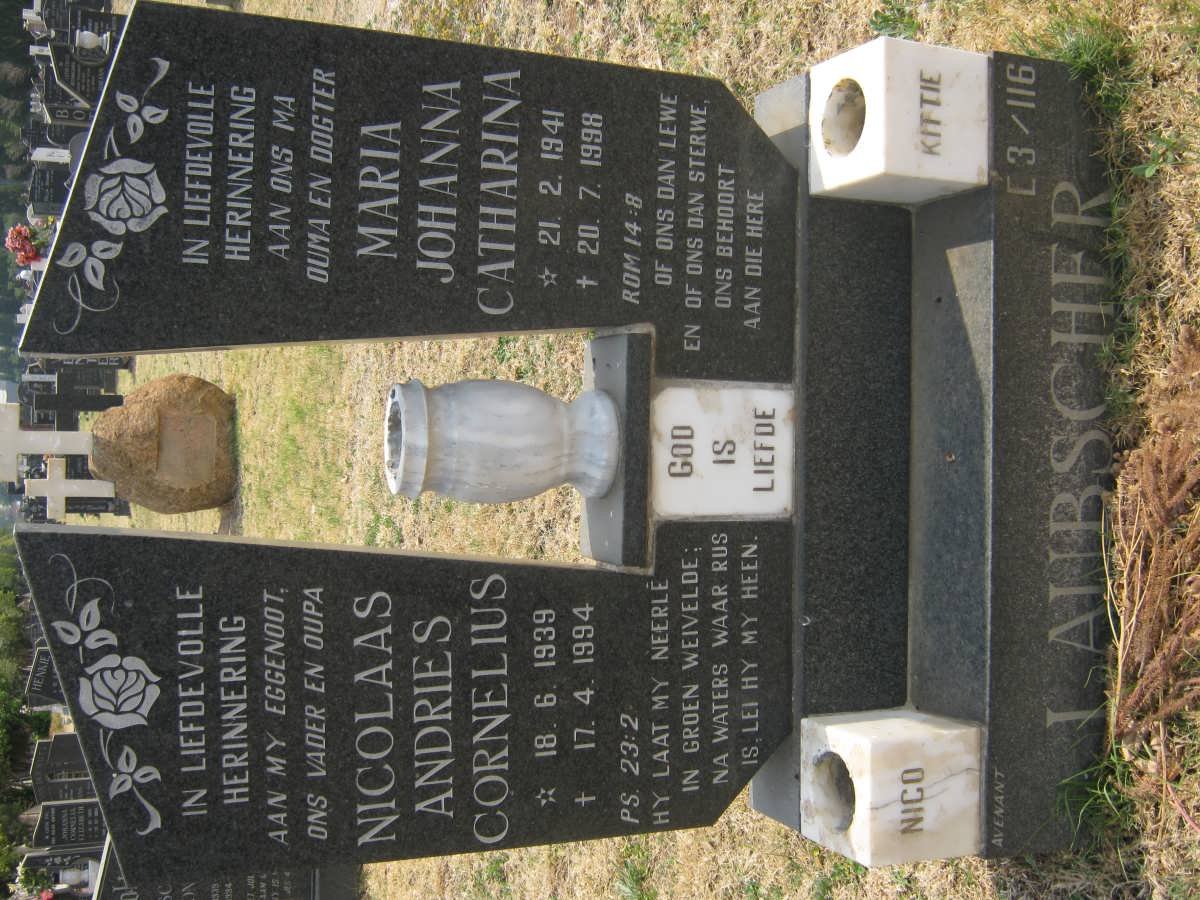 LAUBSCHER Nicolaas Andries Cornelius 1939-1994 &amp; Maria Johannes Catharina 1941-1998