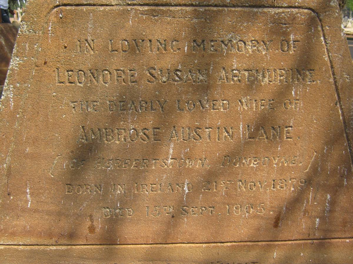 LANE Leonore Susan Arthurine 1879-1905