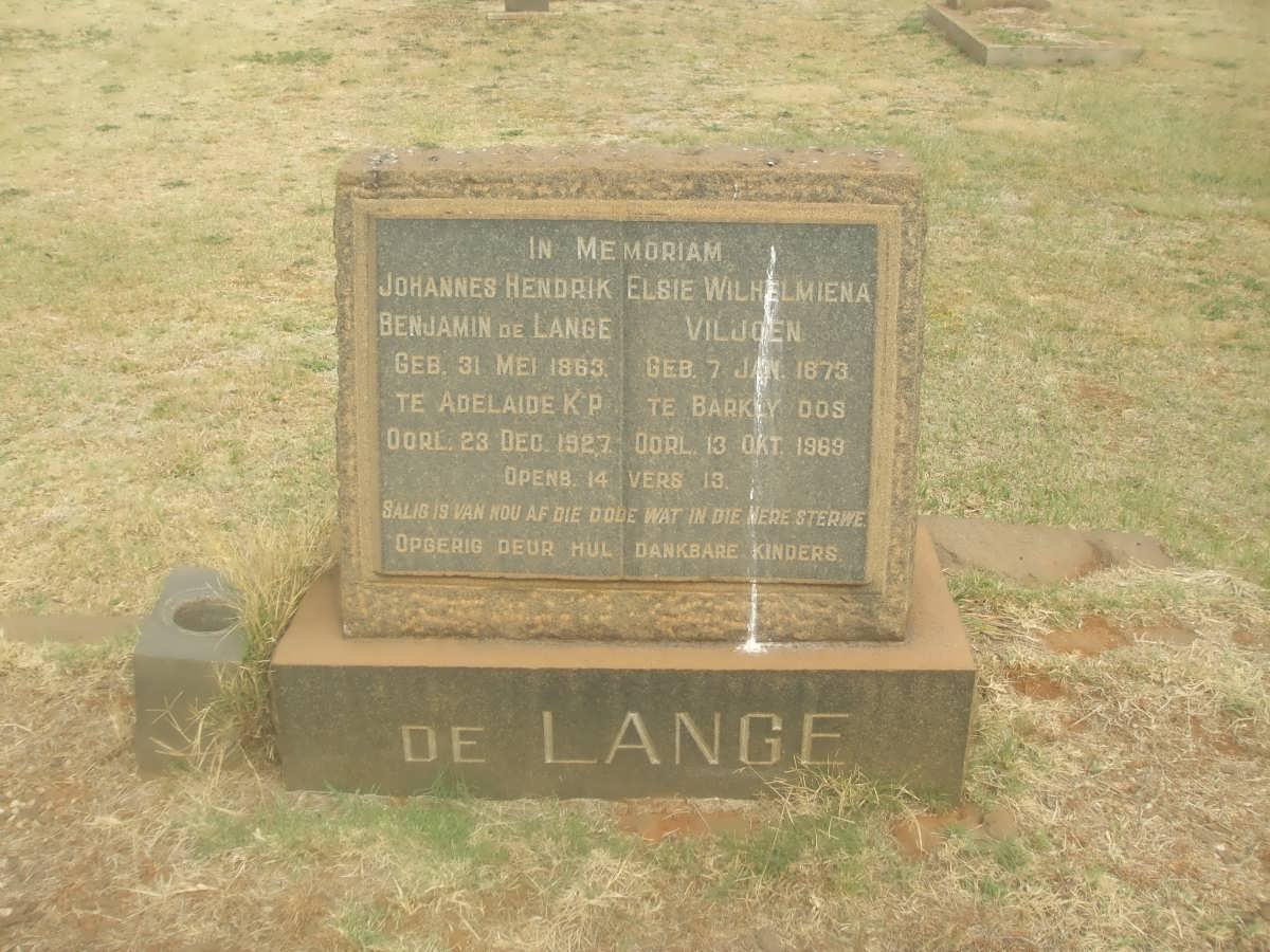LANGE Johannes Hendrik Benjamin, de 1863-1927 &amp; Elsie Wilhelmiena VILJOEN 1873-1969