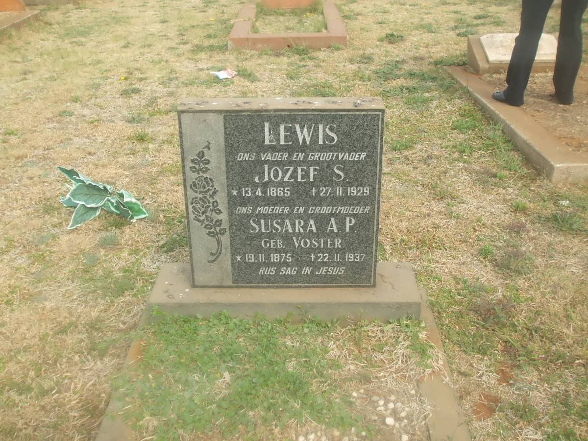 LEWIS Jozef S. 1865-1929 &amp; Susara A.P. VOSTER 1875-1937