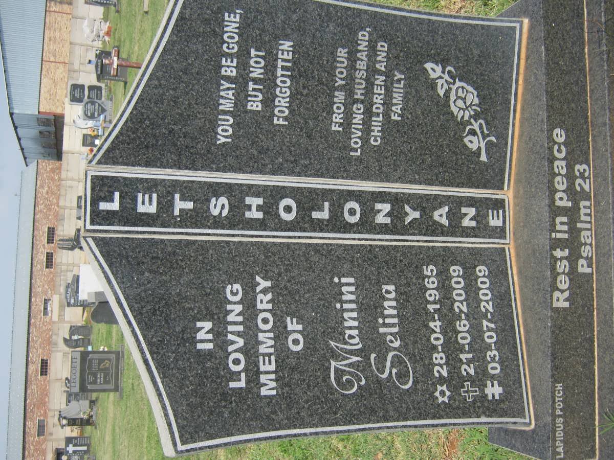 LETSHOLONYANE Manini Selina 1965-2009