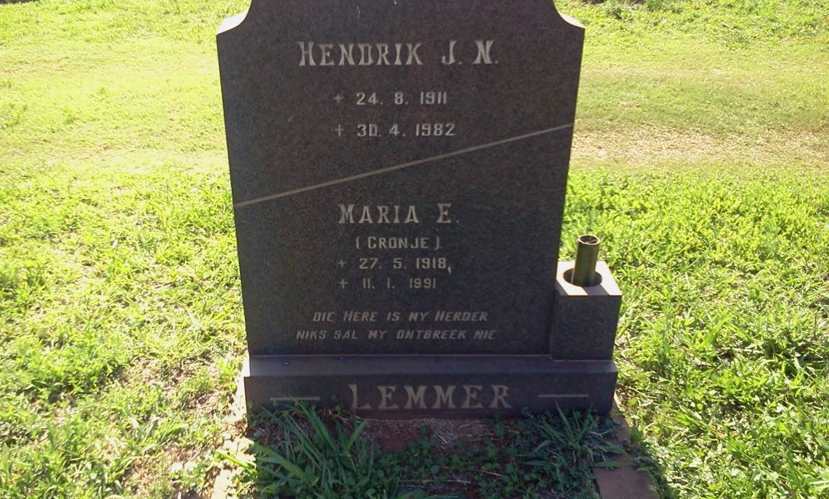 LEMMER Hendrik J.N. 1911-1982 &amp; Maria E. CRONJE 1918-1991