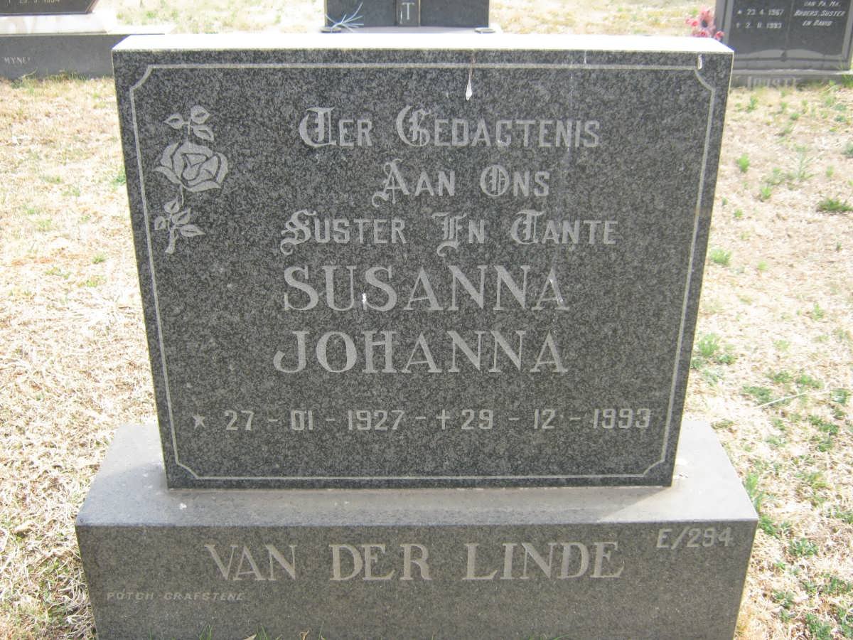 LINDE Susanna Johanna, van der 1927-1993