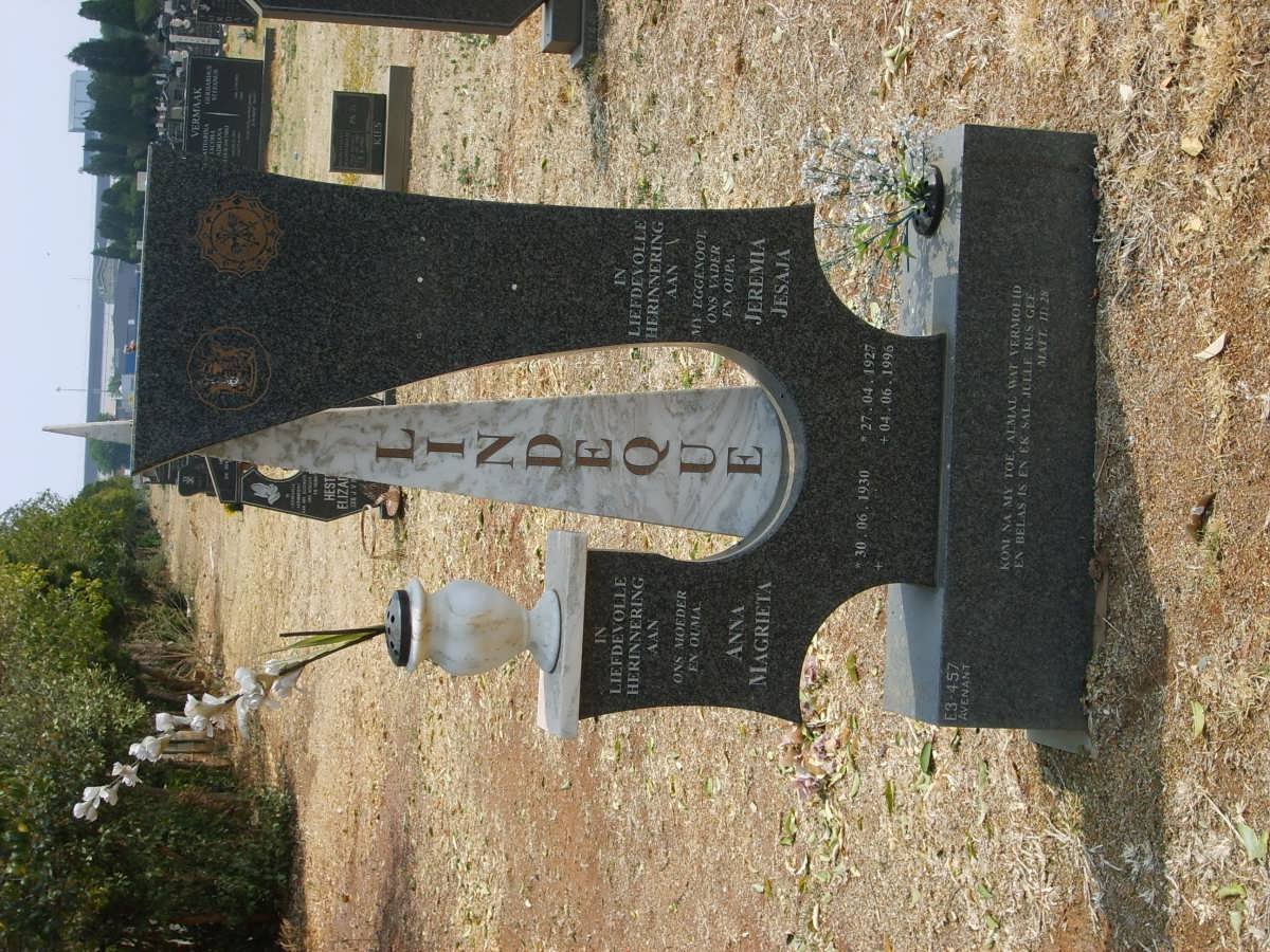 LINDEQUE Jeremia Jesaja 1927-1996 &amp; Anna Magrieta 1930-