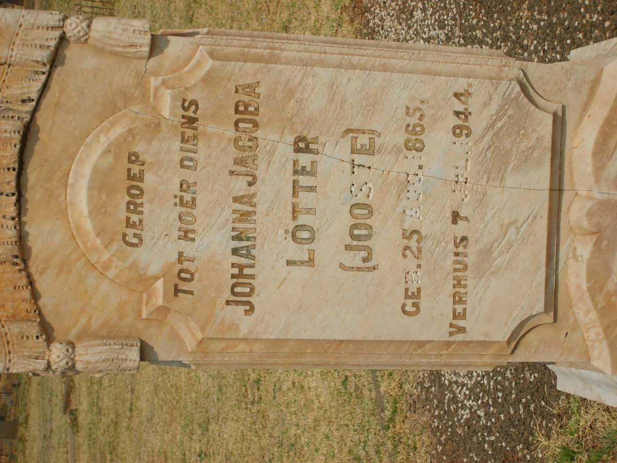 LÖTTER Johanna Jacoba nee JOOSTE 1865-1944