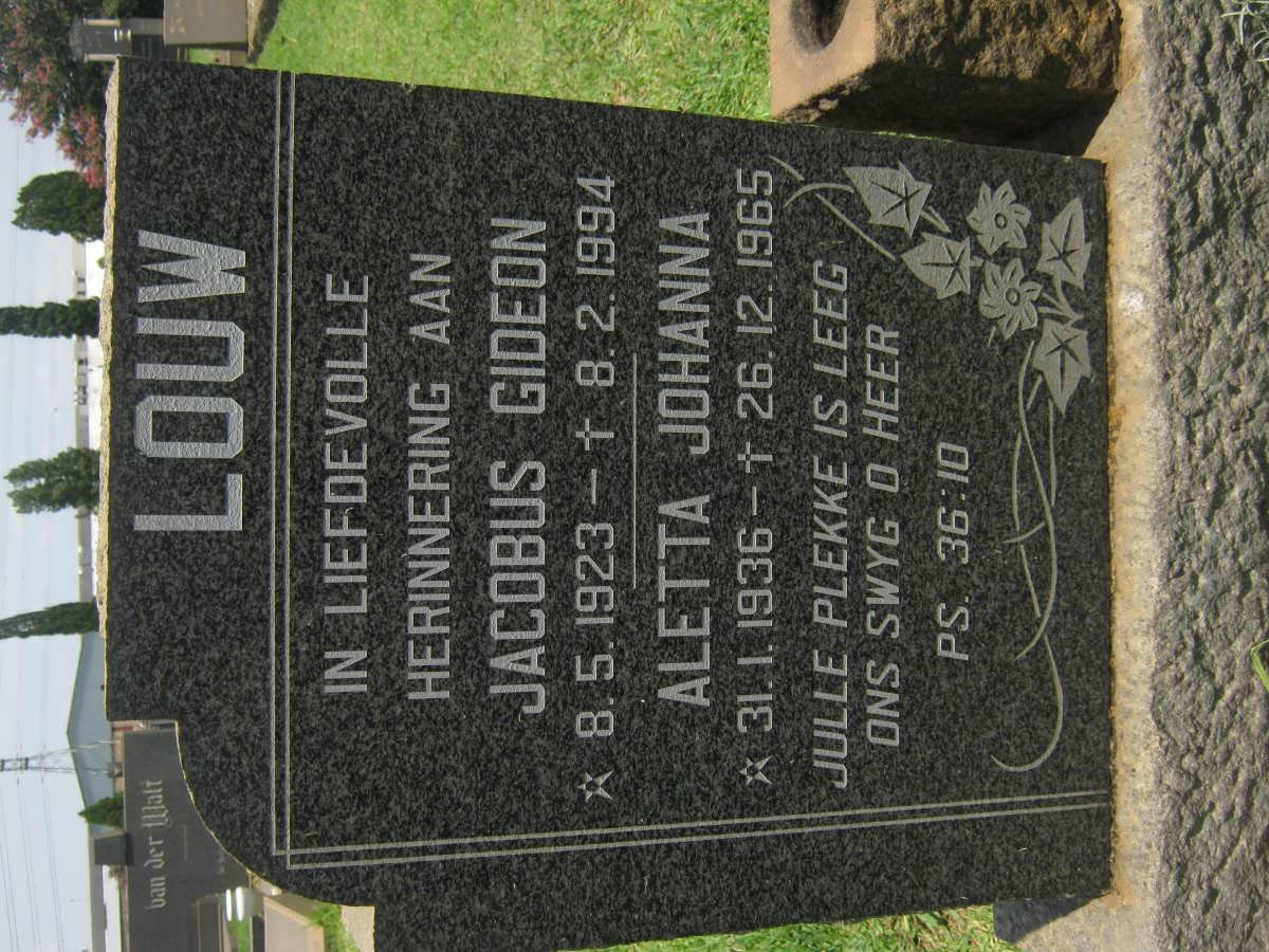 LOUW Jacobus Gideon 1923-1994 &amp; Aletta Johanna 1936-1965