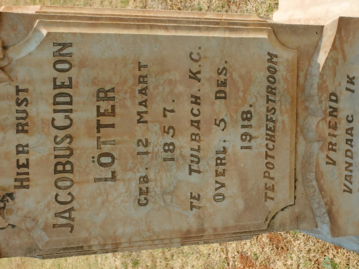LÖTTER Jacobus Gideon 1857-1918