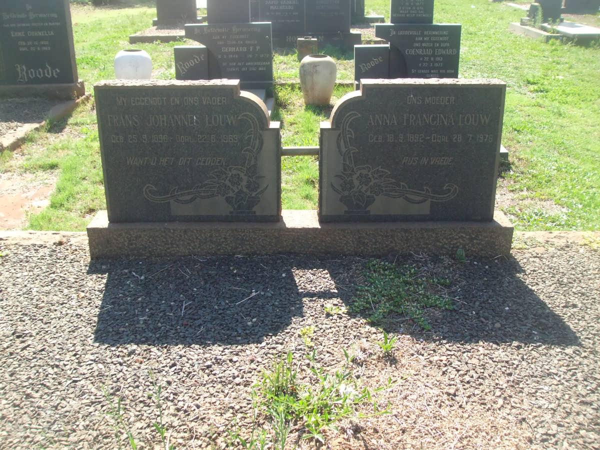 LOUW Frans Johannes 1896-1969 &amp; Anna Francina 1892-1978