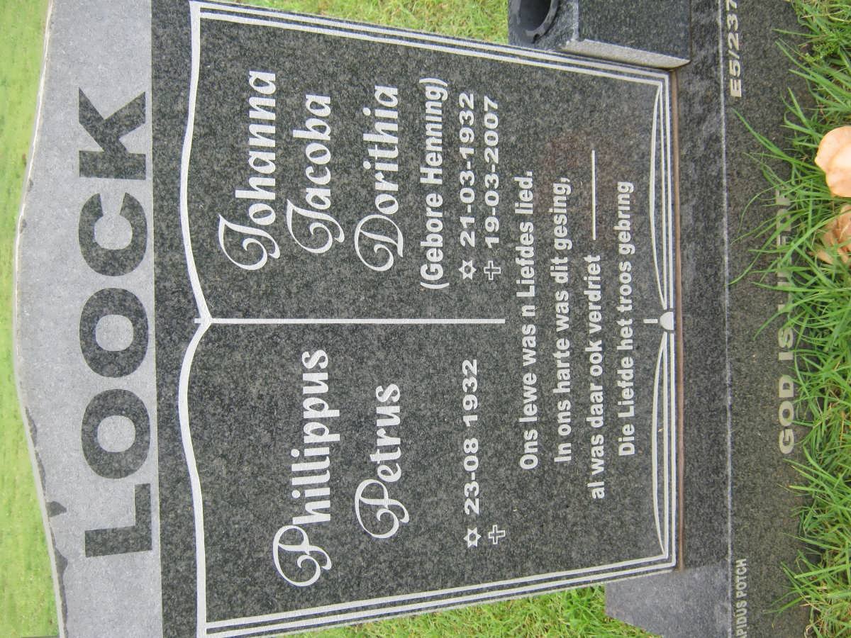 LOOCK Phillippus Petrus 1932- &amp; Johanna Jacoba Dorithia HENNING 1932-2007