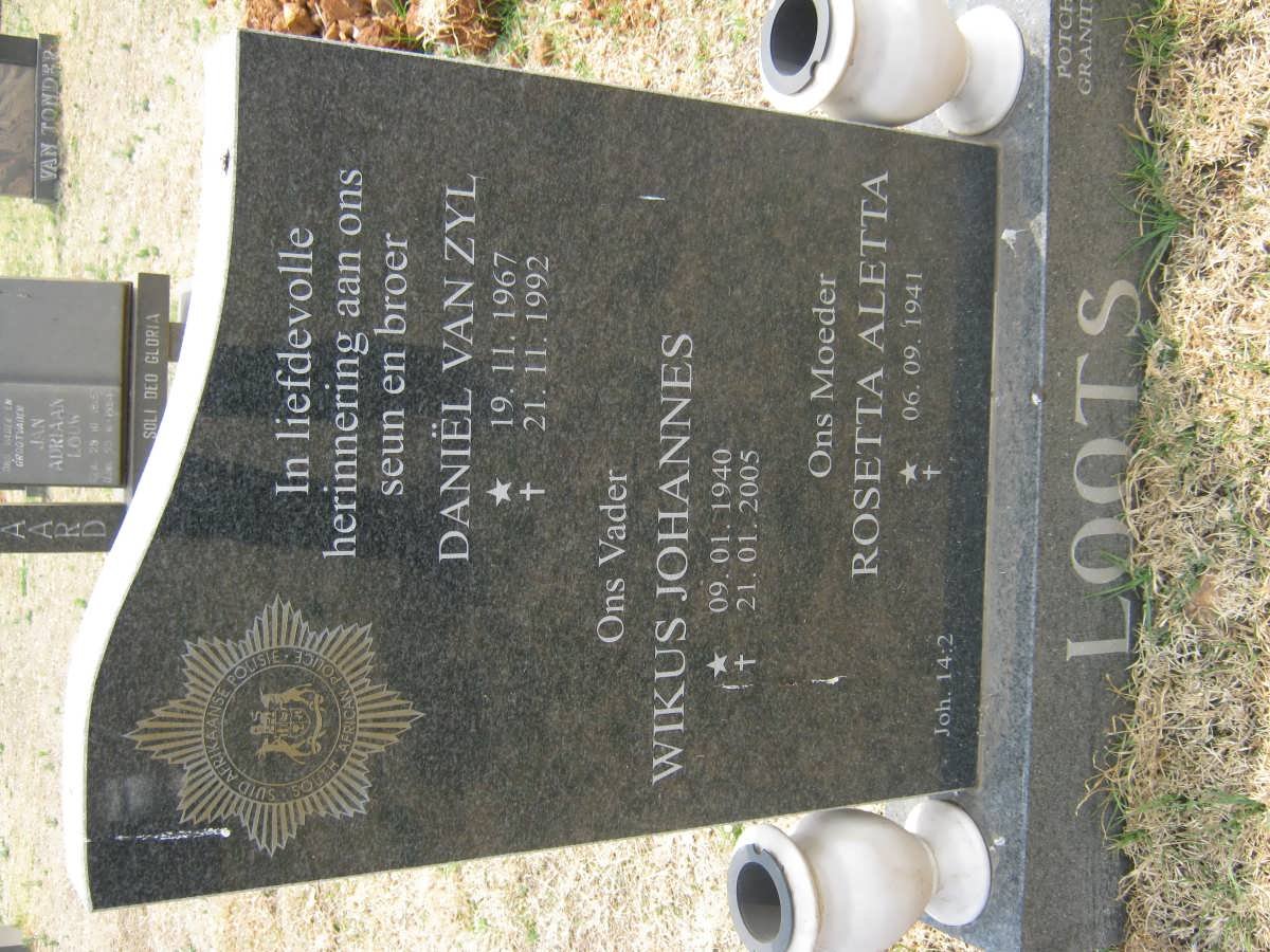 LOOTS Wikus Johannes 1940-2005 &amp; Rosetta Aletta 1941- :: LOOTS Daniel Van Zyl 1967-1992
