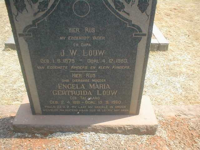 LOUW J.W. 1879-1953 &amp; Engela Maria Gertruida TALJAARD 1881-1960
