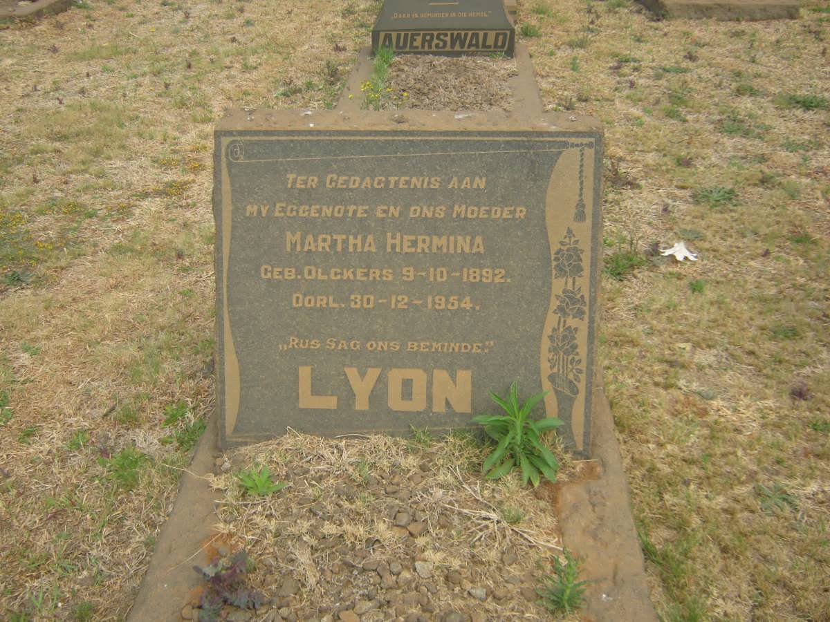 LYON Martha Hermina nee OLCKERS 1892-1954