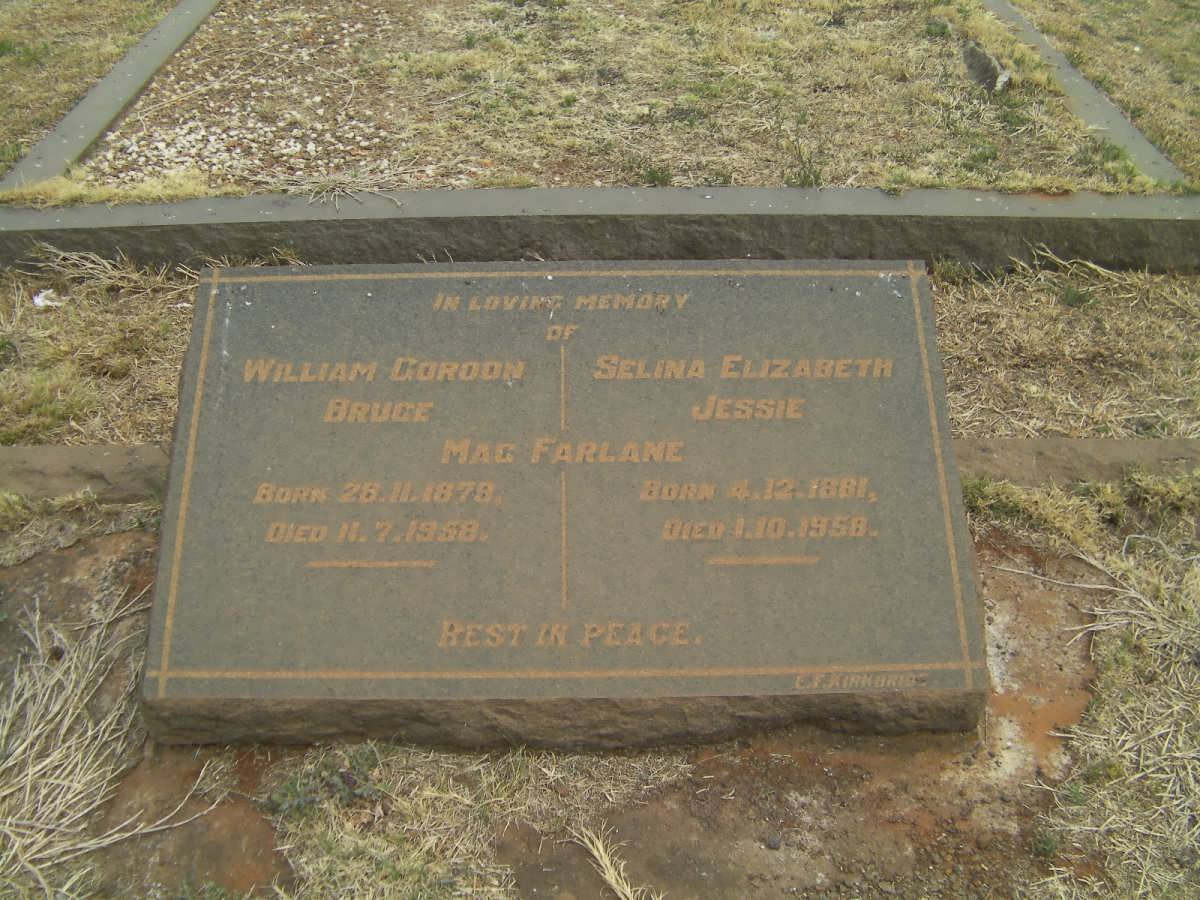 MACFARLANE William Gordon Bruce 1879-1958 &amp; Selina Elizabeth Jessie 1881-1958