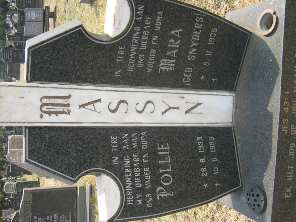 MASSYN Pollie 1933-1993 &amp; Mara SNYDERS 1935-