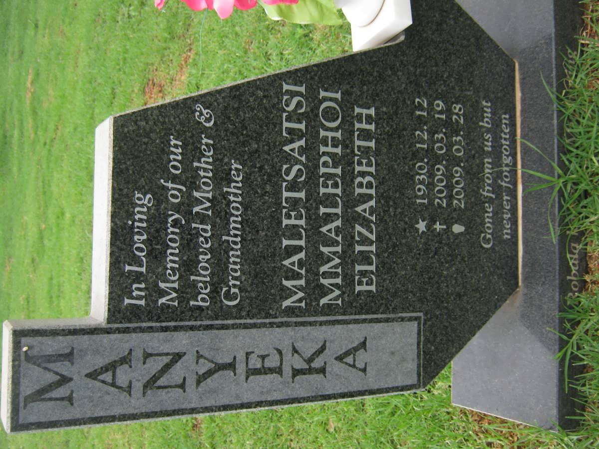 MANYEKA Maletsatsi Mmalephoi Elizabeth 1930-2009