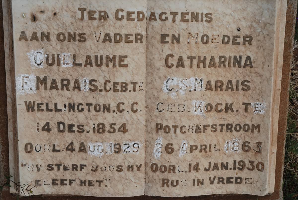 MARAIS Guillaume F. 1854-1929 &amp; Catharina C.S.M. KOCK 1863-1930