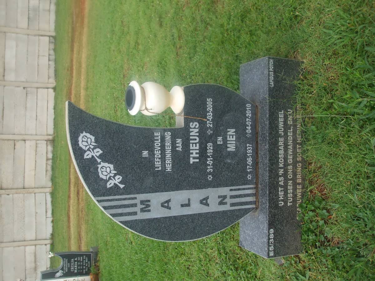 MALAN Theuns 1929-2005 &amp; Mien 1937-2010