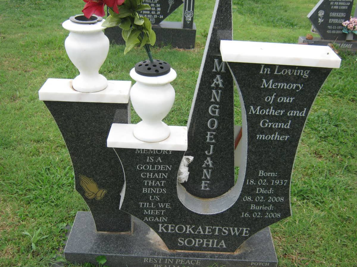 MANGOEJANE Keokaetswe Sophia 1937-2008