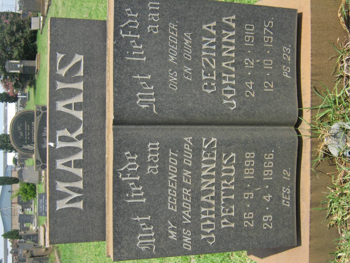 MARAIS Johannes Petrus 1898-1966 &amp; Gezina Johanna 1910-1975