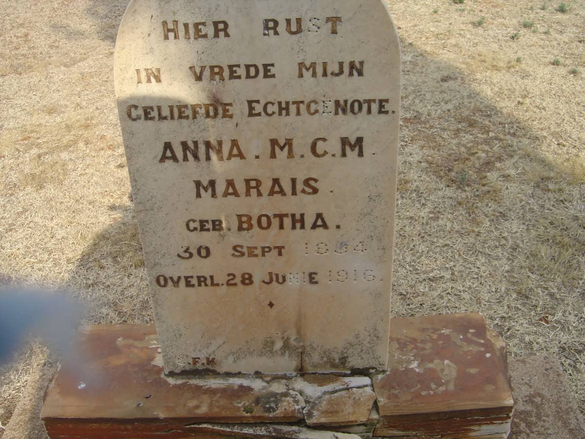 MARAIS Anna M.C.M. nee BOTHA 18?4-1916