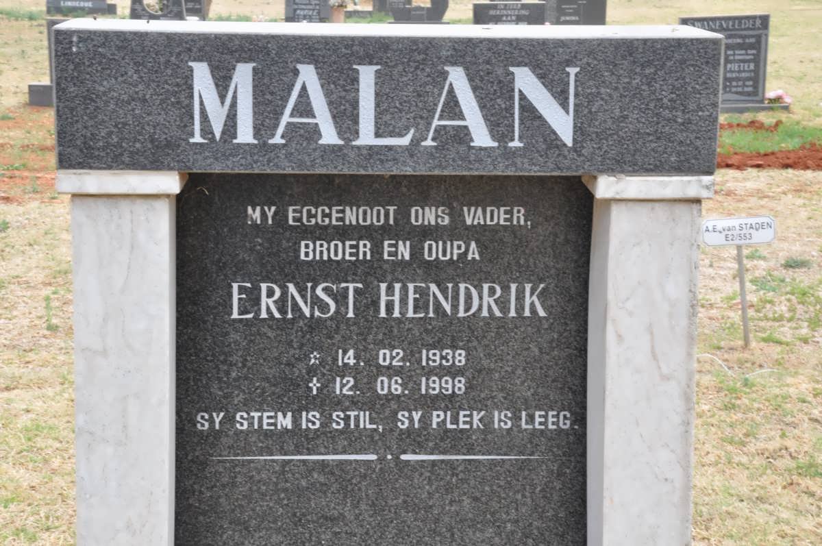 MALAN Ernst Hendrik 1938-1998