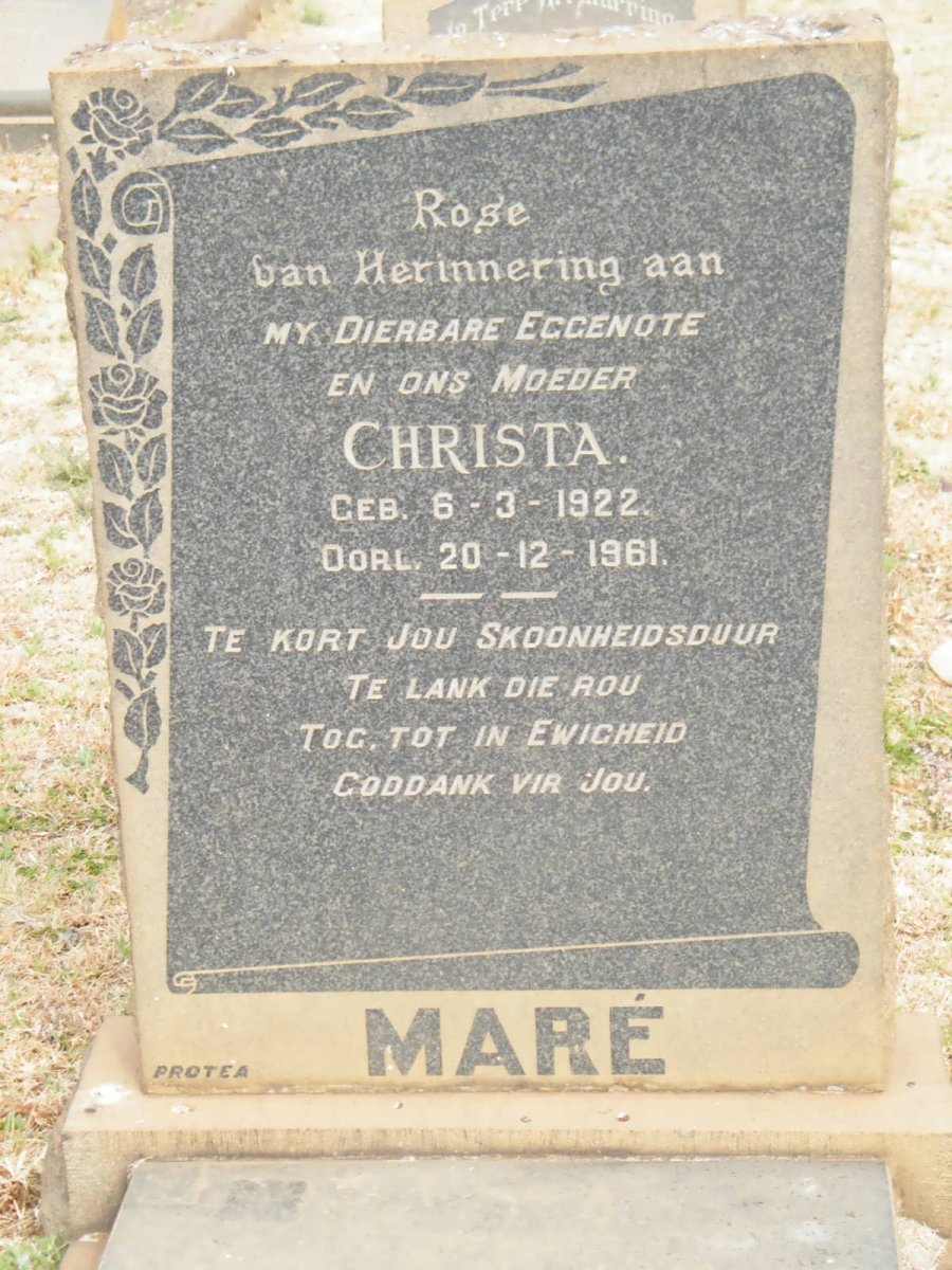 MARÉ Christa 1922-1961