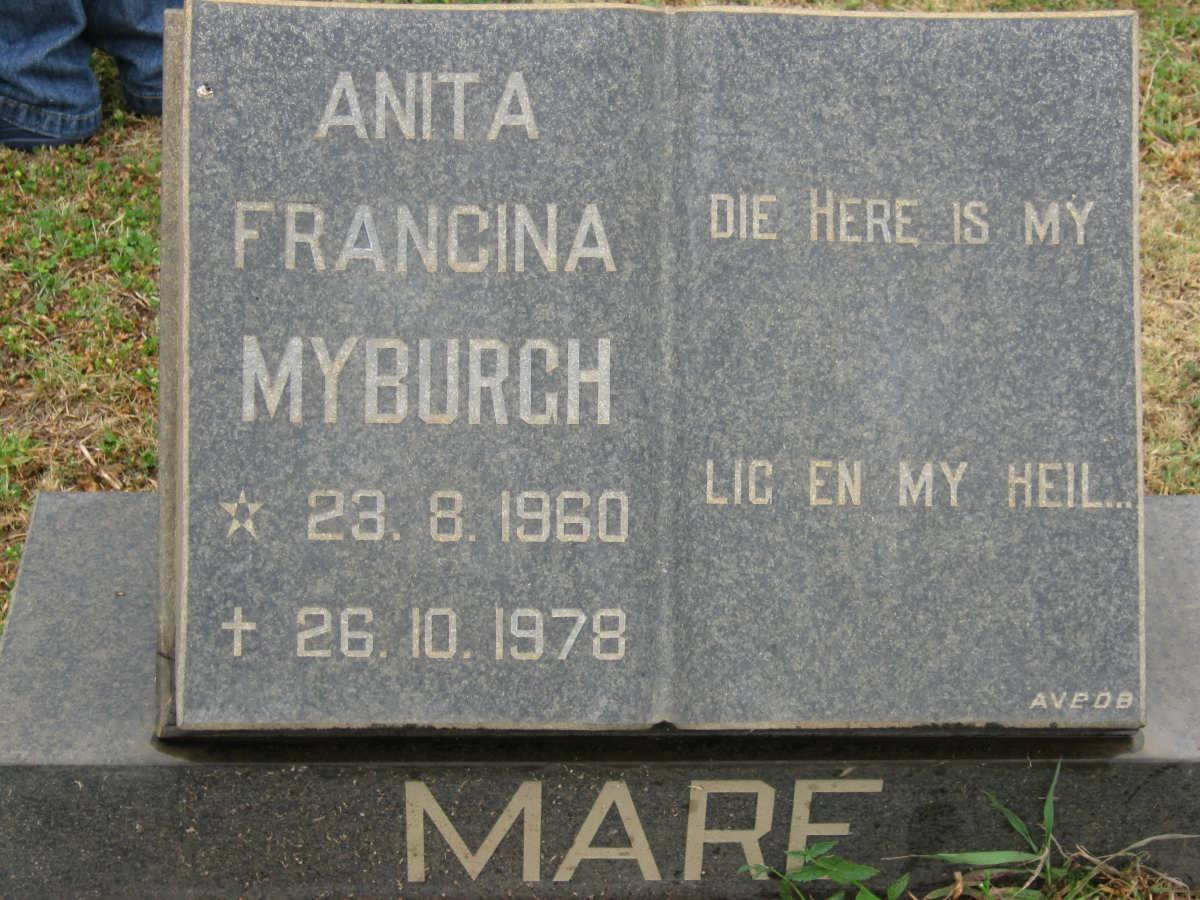 MARÉ Anita Francina Myburgh 1960-1978