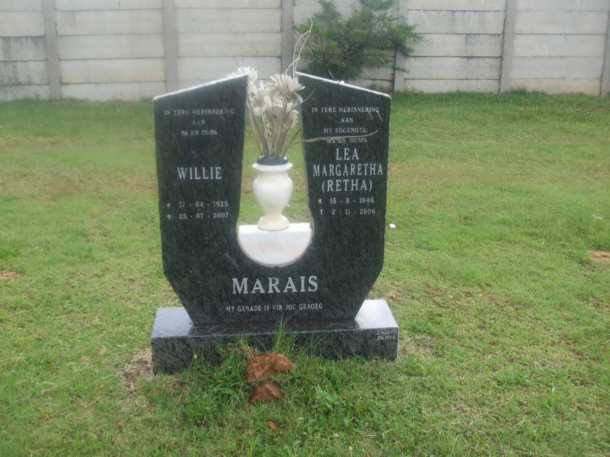 MARAIS Willie 1935-2007 &amp; Lea Margaretha 1946-2006
