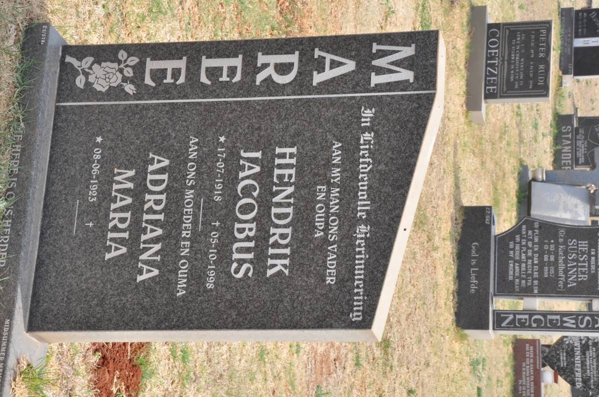 MAREE Hendrik Jacobus 1918-1998 &amp; Adriana Maria 1923-