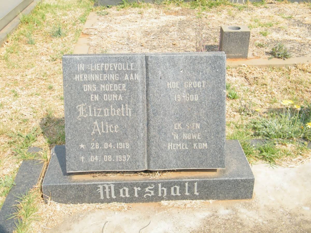 MARSHALL Elizabeth Alice 1918-1997