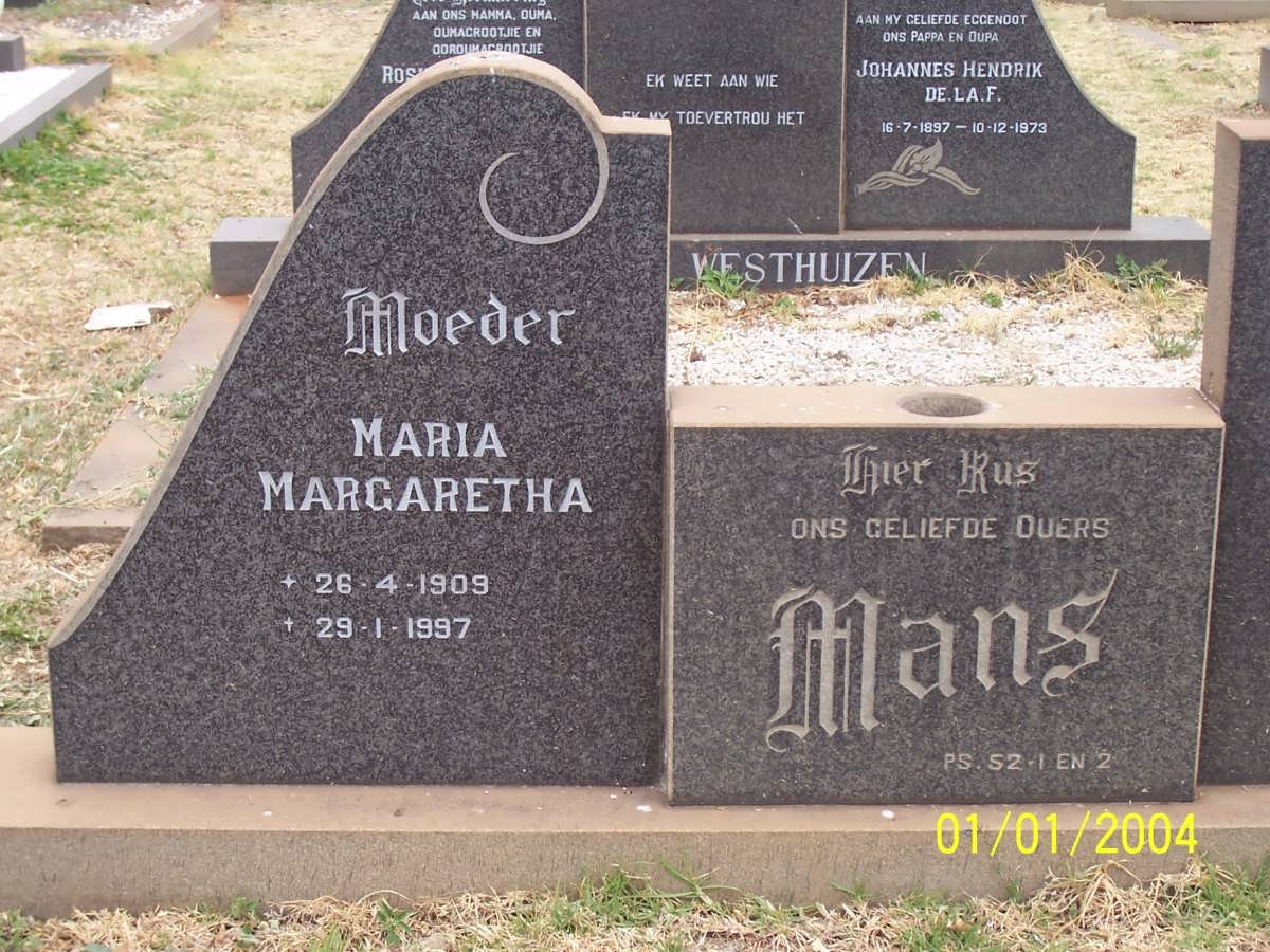 MANS Maria Margaretha 1909-1997